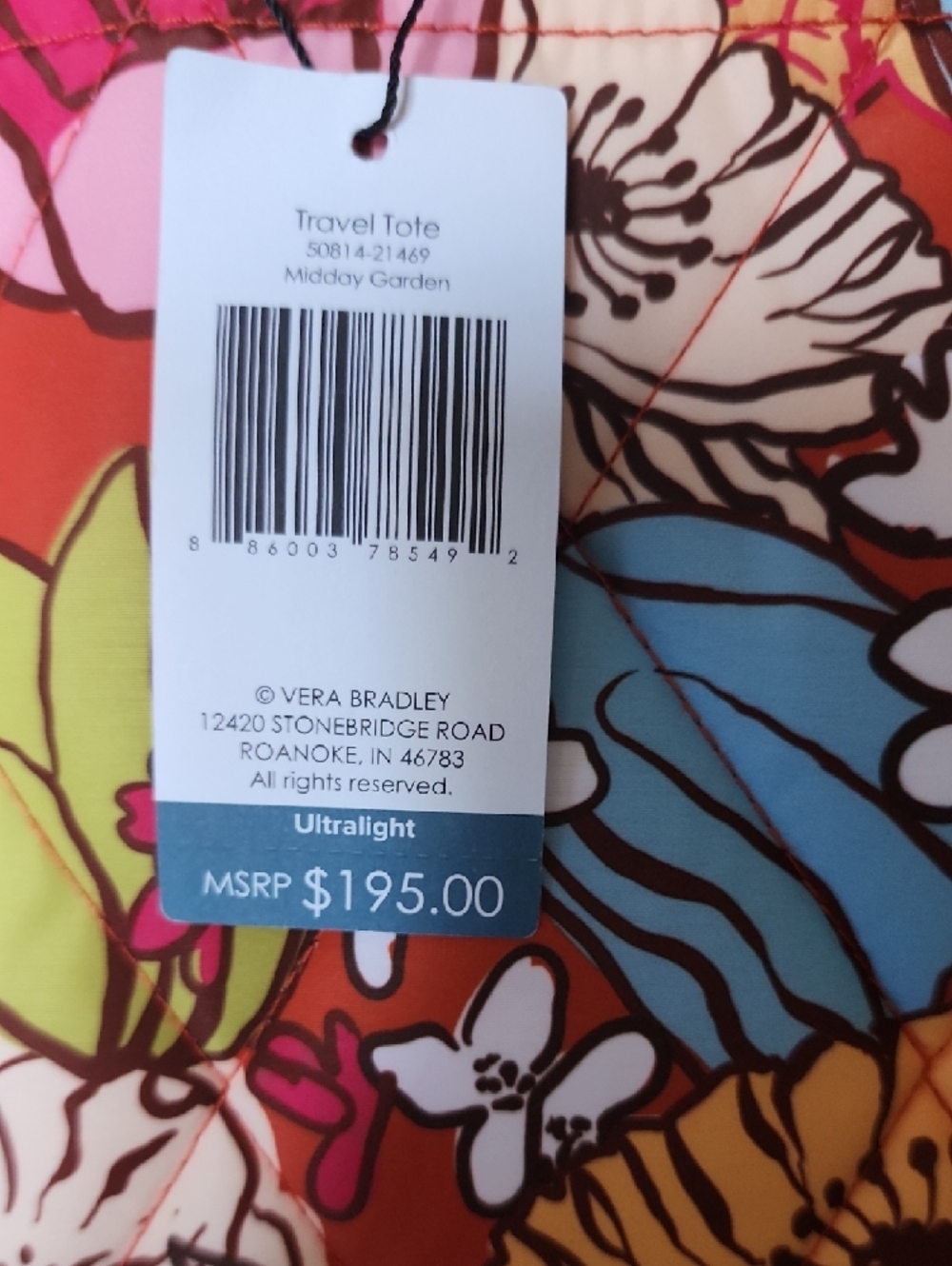 Vera Bradley Travel Tote New With Tags ( Midday Garden ) - Picture 3 of 12